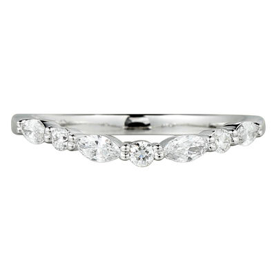 Marquise & Brilliant-Cut 1/3ctw. Diamond Alternating Contour Band in 14k White Gold