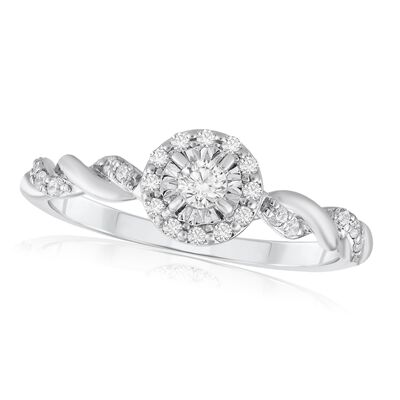 Brilliant-Cut .25ctw. Diamond Halo Promise Ring in 10k White Gold