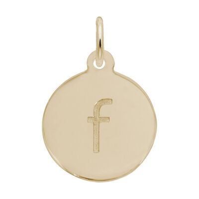 Lower Case Block F Initial Charm in Gold Plated Sterling Silver