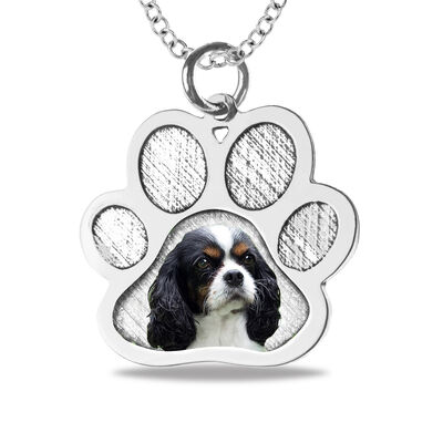 Pet Paw Photo Pendant in 10k White Gold