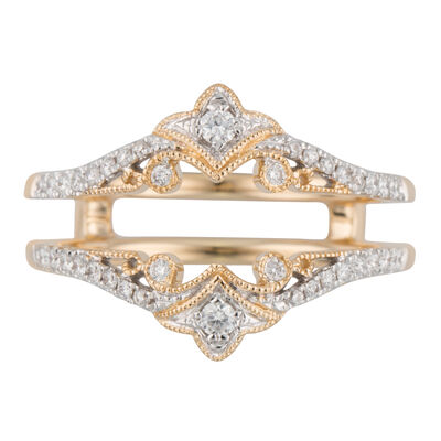 Diamond Vintage-Inspired Scroll Insert in 14k Yellow Gold