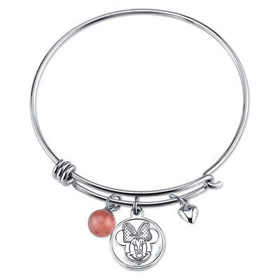 DISNEY© Minnie Mouse Cherry Quartz Bangle Bracelet in Sterling Silver