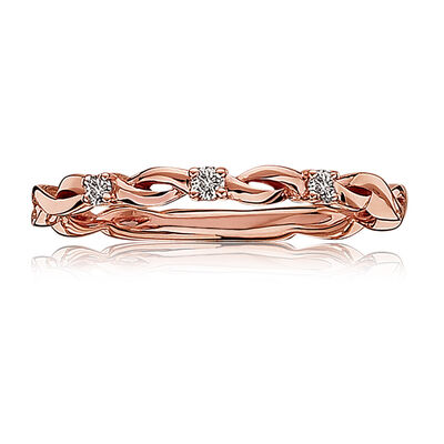 Diamond Woven Design Band in 10k Rose Gold