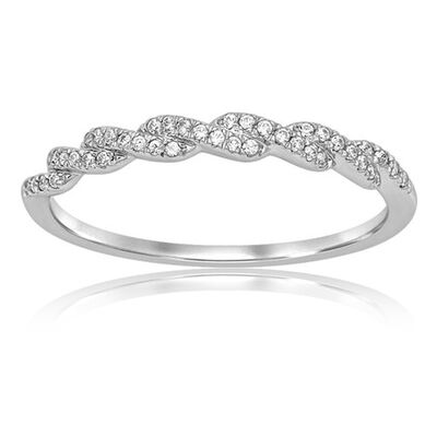 Diamond Stackable Woven Design Band in 10k White Gold