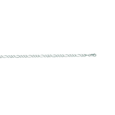 Diamond-Cut Classic Figaro 24" Chain 3.8mm in 14k White Gold