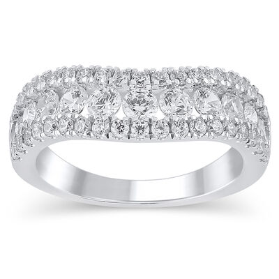 Brilliant-Cut Lab Grown 1 1/2ctw. Diamond Multi-Row Contour Anniversary Band in 14k White Gold
