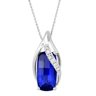 Chatham Cushion-Cut Created Sapphire Pendant in 14k White Gold