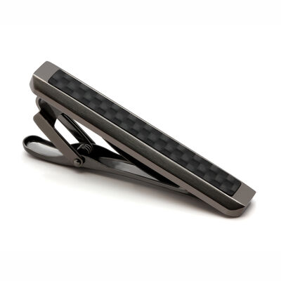 Satin Gunmetal Fiber Detail Tie Bar