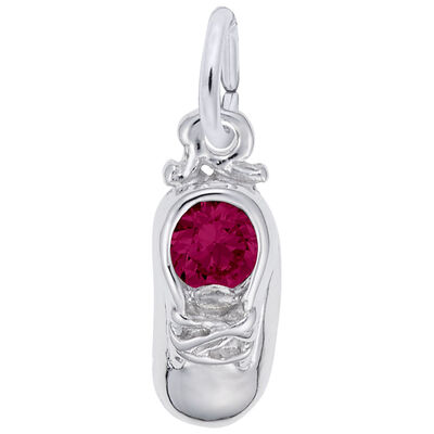 July Baby Shoe Charm in Sterling Silver