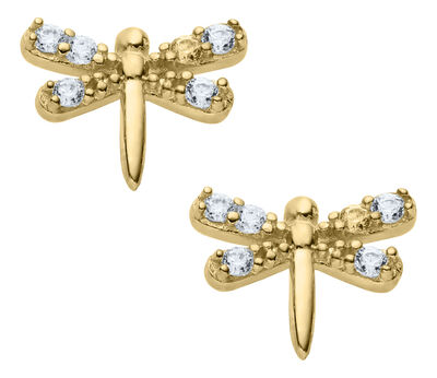 Children's Dragonfly Stud Earrings in 14k Yellow Gold