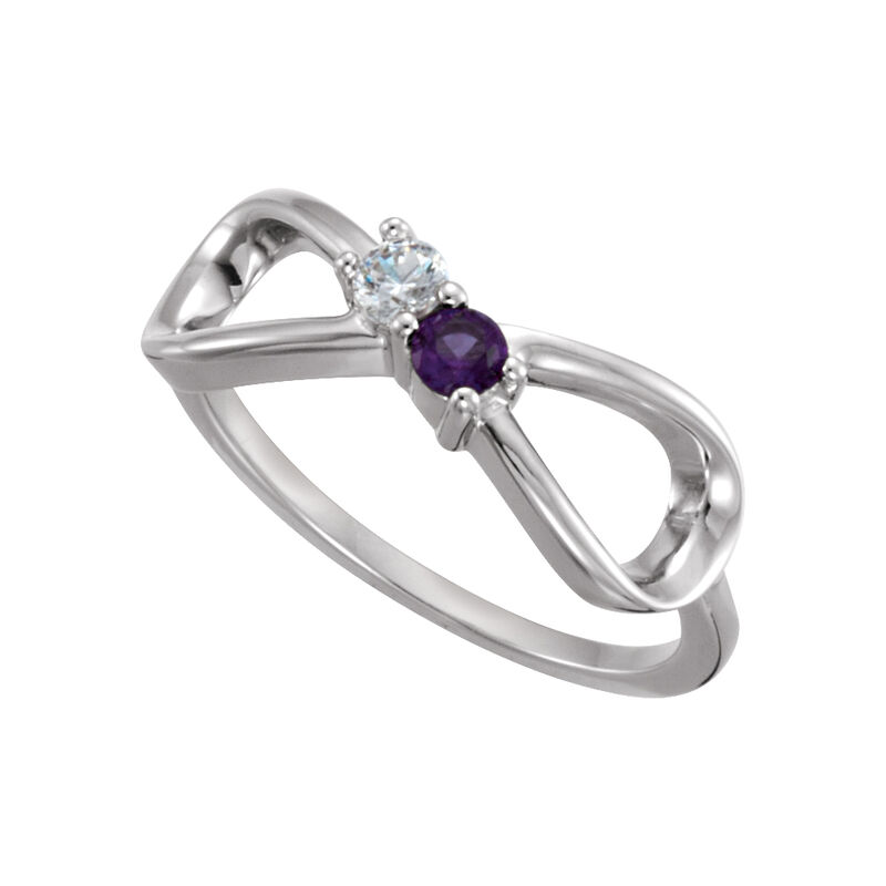 Infinity 2-Stone Family Ring in Sterling Silver image number null