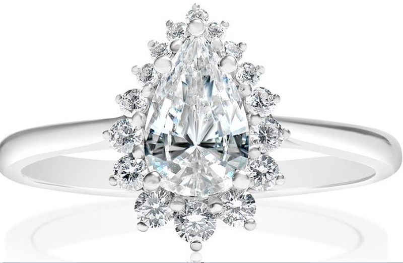 Pear-Shaped 1/4ctw. Diamond Halo Setting in 14k White Gold image number null