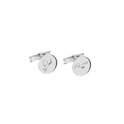 Handwritten Personalized Cufflinks in Sterling Silver