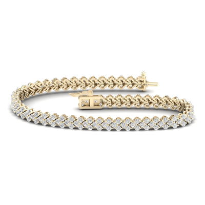 Lab Grown 4ctw. Diamond Chevron Tennis Bracelet in 14k Yellow Gold