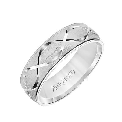 Men's ArtCarvedÃÂ® Infinity Design 6.5mm Wedding Band in 14k White Gold