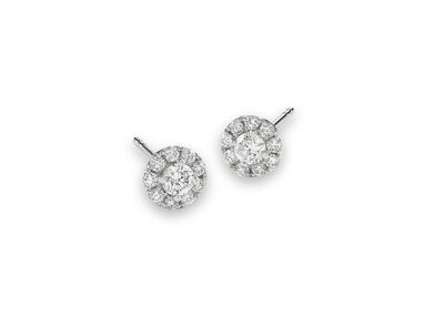 Lab Grown 1/4ctw. Diamond Halo Stud Earrings in 14k White Gold
