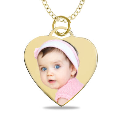 Small Heart Photo Pendant in 10k Yellow Gold