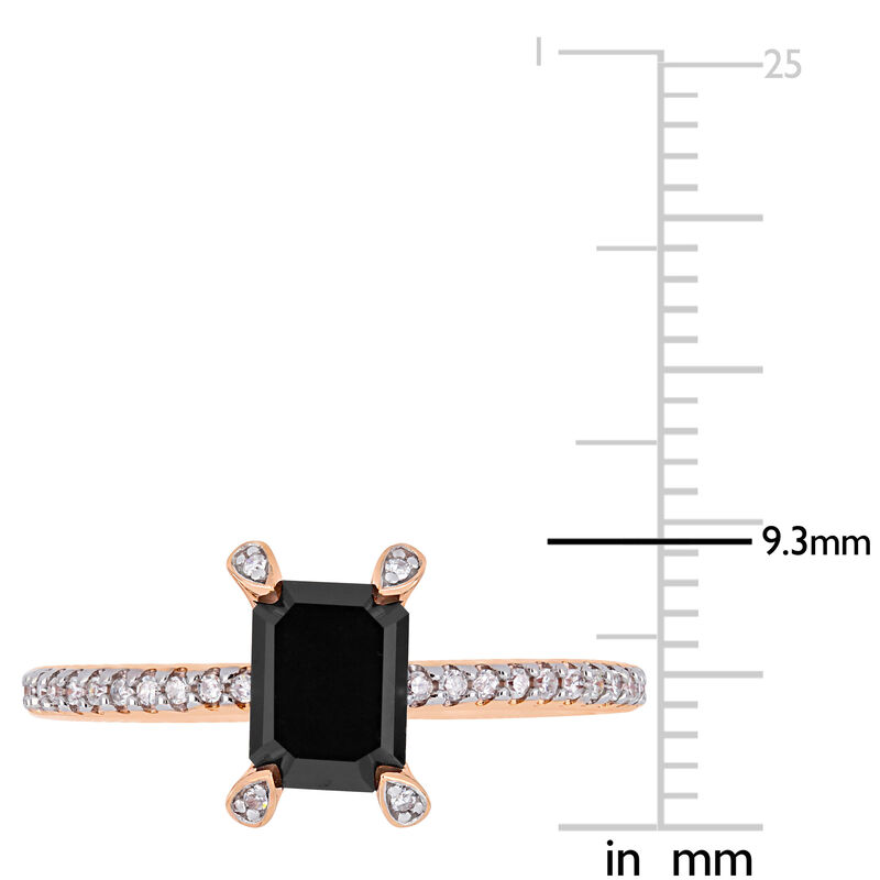Emerald-Cut 1 1/10ctw Black Diamond Engagement Ring in 10k Rose Gold image number null