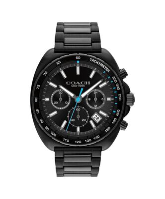 Coach Men's Charter Chrono Black IP Black Dial With Black Tachymetric Bezel Bracelet 44mm 14602705