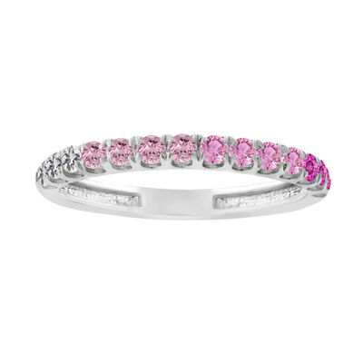Created Sapphire Ombre Band in 10k White Gold