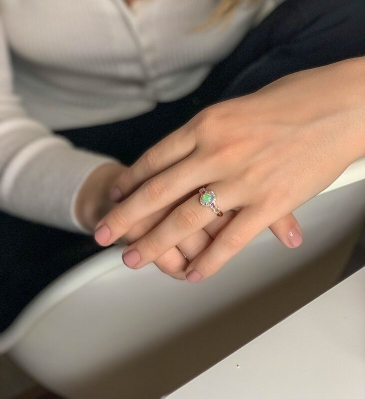  Diamond & Pink Tourmaline Ring in Rose Gold image number null