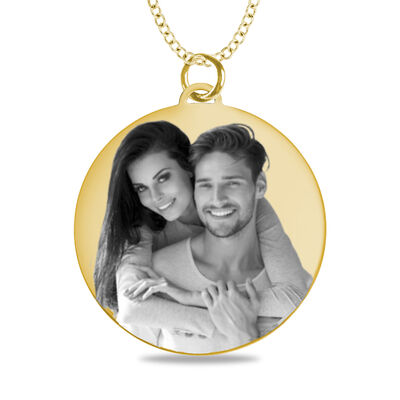 Medium Round Photo Pendant in 10k Yellow Gold