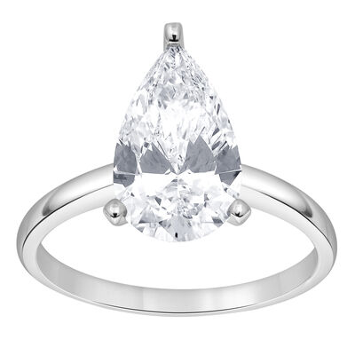 Pear-Shaped Lab Grown 3/4ct. Diamond Certified GH VS SI Solitaire Engagement Ring in 14k White Gold