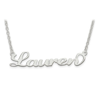 Laser Polished Nameplate Pendant in Sterling Silver (up to 9 letters)