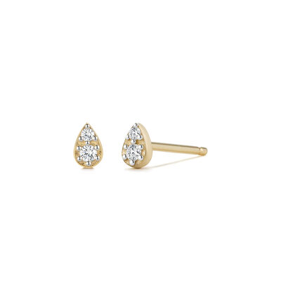 Diamond Pave Teardrop Stud Earrings in 14k Yellow Gold