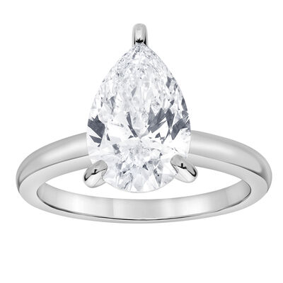Pear-Shaped Lab Grown 3ct. Diamond Certified GH VS SI Solitaire Engagement Ring in 14k White Gold