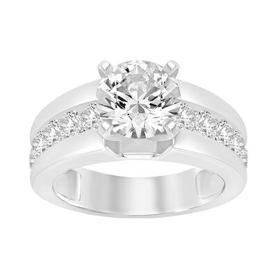 Brilliant-Cut Lab Grown 3ctw. Diamond Wide Cathedral Engagement Ring in 14k White Gold