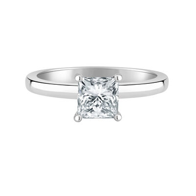 Princess-Cut 3/4ct. Ribbon Halo Lab Grown FG VS Diamond Engagement Ring Setting in 14k White Gold