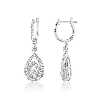 Lab Grown 1ct. Diamond Teardrop Dangle Earrings in 10k White Gold