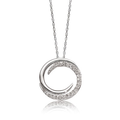 Diamond Bypass Circle Pendant in 10k White Gold
