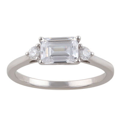 Lab Grown 1.14ctw. Diamond Emerald East West Engagement Ring in 14k White Gold