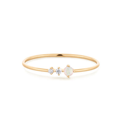 Opal & Diamond Ring in 14k Yellow Gold