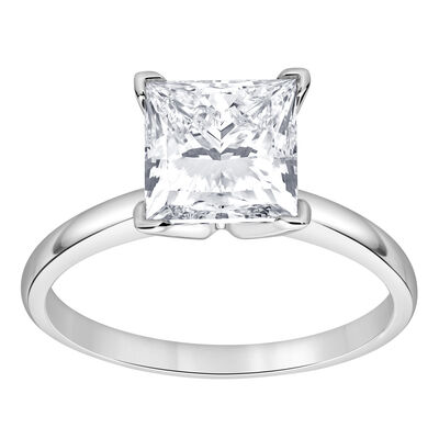 Princess-Cut Lab Grown 3ct. Diamond Certified GH VS SI Solitaire Engagement Ring in 14k White Gold