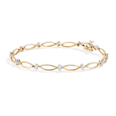 Marquise-Shape Diamond Link Bracelet in 10k Yellow Gold