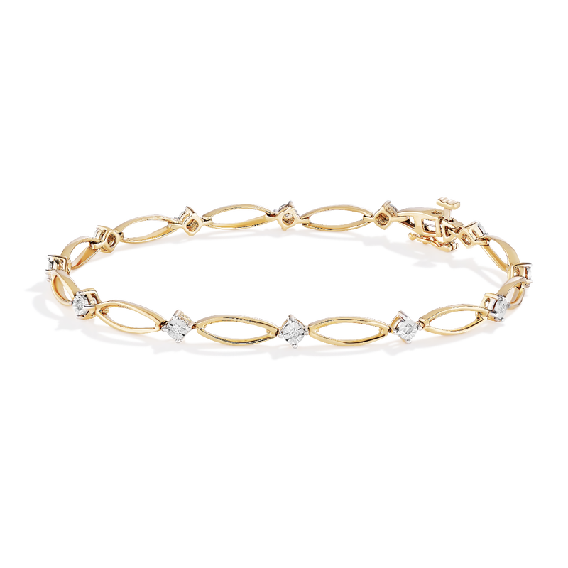 Marquise Shaped Bracelet .12ctw in 10k Yellow Gold  image number null