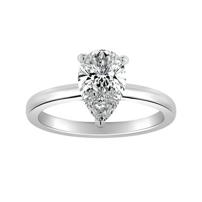 Pear-Shaped Lab Grown 3/4ctw. FG VS Diamond Hidden Halo Solitaire Engagement Ring in 14k White Gold