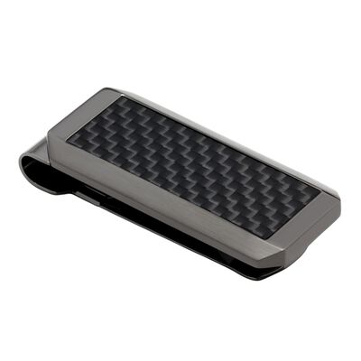 Satin Gunmetal Fiber Detail Money Clip