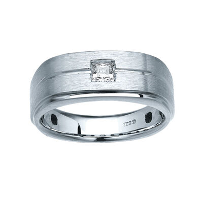 IBGoodman Men's 14k White Gold Princess Cut Diamond Solitaire Ring