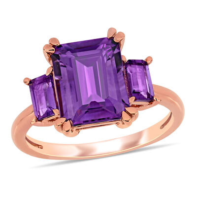 Emerald-Cut Amethyst Ring in 14k Rose Gold