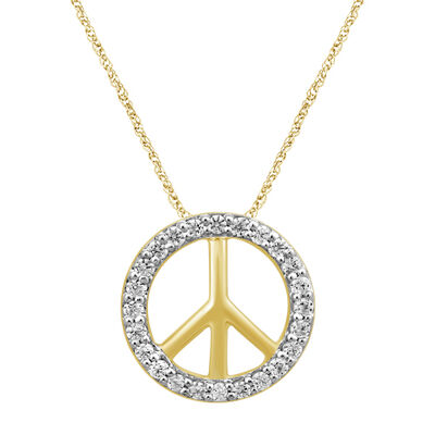 Hope & Peace Diamond Pendant in 10k Yellow Gold