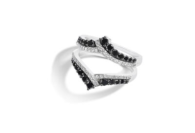 JK Crown Collection Black & White 1ctw. Diamond Chevron Insert in 14k White Gold