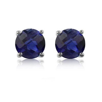 Sapphire Brilliant-Cut Stud Earrings in White Gold