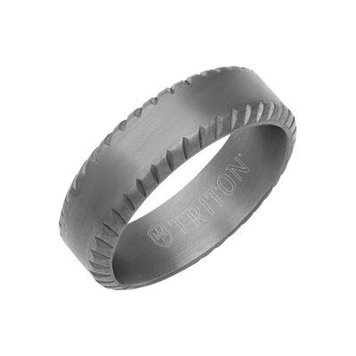 Triton Men's 7mm Tantalum Band with Beveled Edge & Milgrain Finish