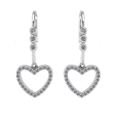 Diamond 0.32ctw. Heart Earrings in Sterling Silver