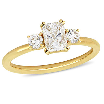 Radiant-Cut 1ctw. Diamond 3-Stone Engagement Ring in 14k Yellow Gold