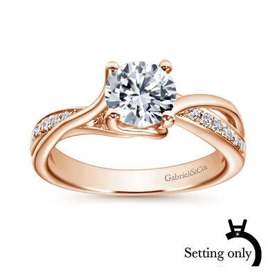 Gabriel & Co. "Aleesa" 14k Rose Gold Round Twisted Setting ER6360K44JJ